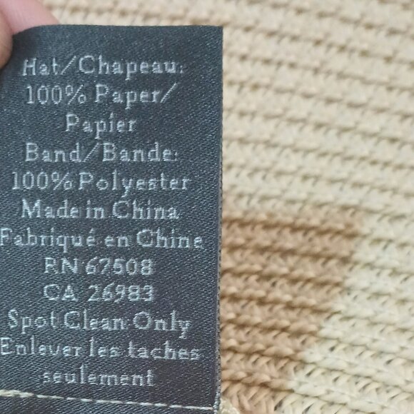 Vince Camuto Paper Straw Hat Cream with Leopard Tie Band Floppy Sun Hat - Picture 9 of 9